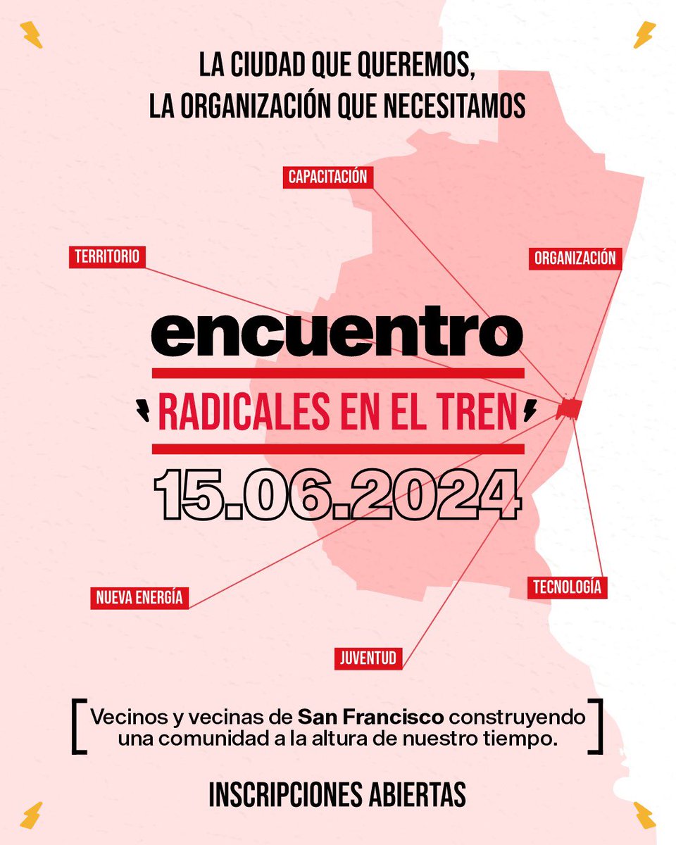 En Marcha 💪🏻⚡️

Súmate al cambio q estamos construyendo todos los días en San Francisco.
Te invitamos a una jornada de formación, debate, planificación de acciones y aprendizajes. 
Te esperamos! Inscribite en este link 👉🏻 forms.gle/8gXPanh86GVw8z…

#SanFrancisco #SanJusto #Cordoba