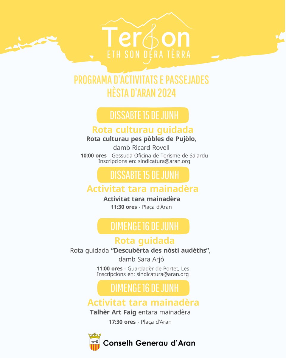 conselharan's tweet photo. 🎉TerSon, er hestau dedicat ara cultura en Aran.
👉🏽 Compartim damb vosati eth programa de #Terson, a on trobaratz totes es activitats programades. https://t.co/af3IzZIhG9