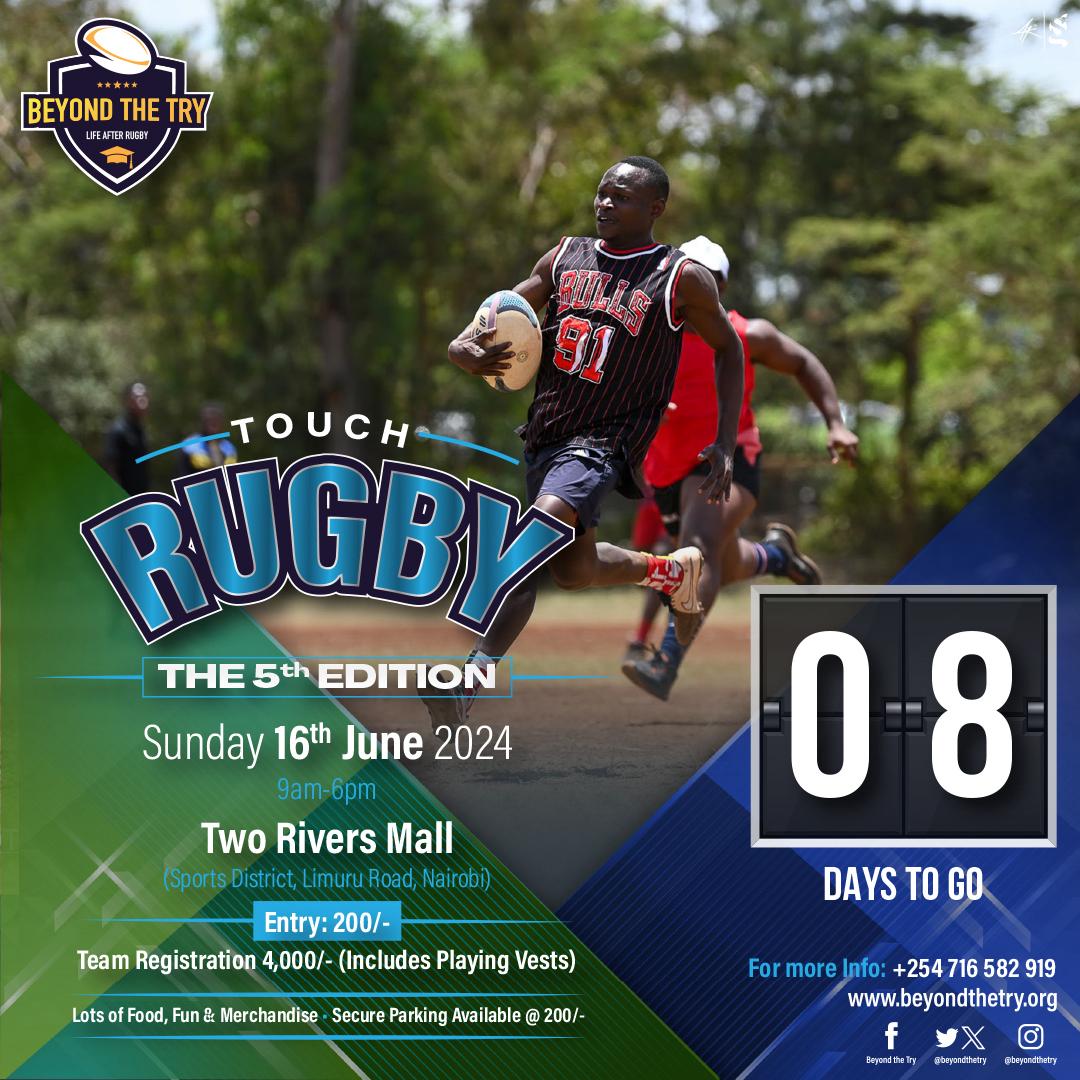 beyondthetry's tweet photo. 8 Days to BTT
Tell a Friend to Tell a Friend or Two to come & have fun
It's going to be maaaadddddd
Sun 16th June 2024
Two Rivers Mall, Sports District
Tickets going for 200/= Only
#BeyondtheTry
#LifeAfterRugby
#BTTat5 https://t.co/omhefGMoJt
