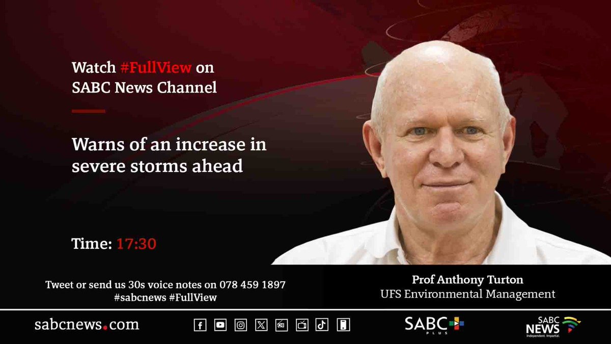 [STILL TO COME] On #FullView Prof. Anthony Turton, warns of an increase in severe storms ahead. #SABCNews.