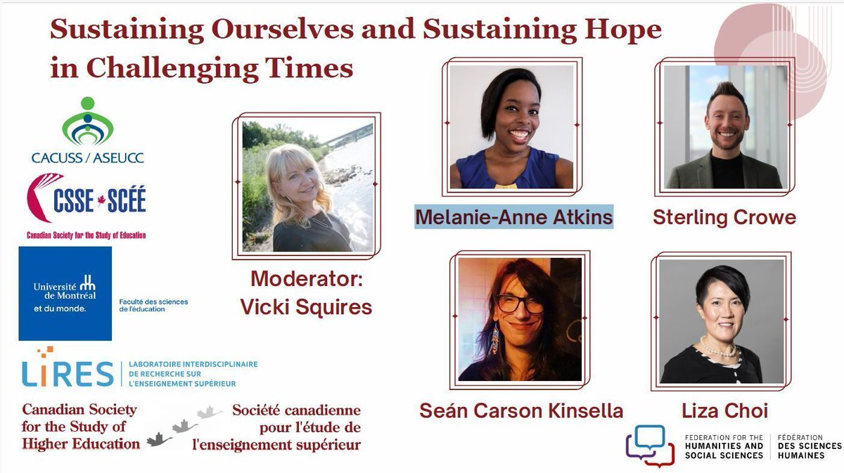 Le SCÈES présente un groupe passionnant d'intervenants principaux sur le thème « Nous soutenir et maintenir l'espoir dans des moments difficiles » à notre conférence! Rejoignez ce panel le 17 juin ! 
#SCÉES2024 #congressh <a href="/SeeSeanTweet/">Seán Carson Kinsella (they/he)</a> <a href="/csshescees/">CSSHE | SCÉES</a> <a href="/Kim_Cathy_EunGi/">Eun Gi (Cathy) Kim</a> <a href="/ErinC_Anderson/">Erin Anderson (she/her)</a>