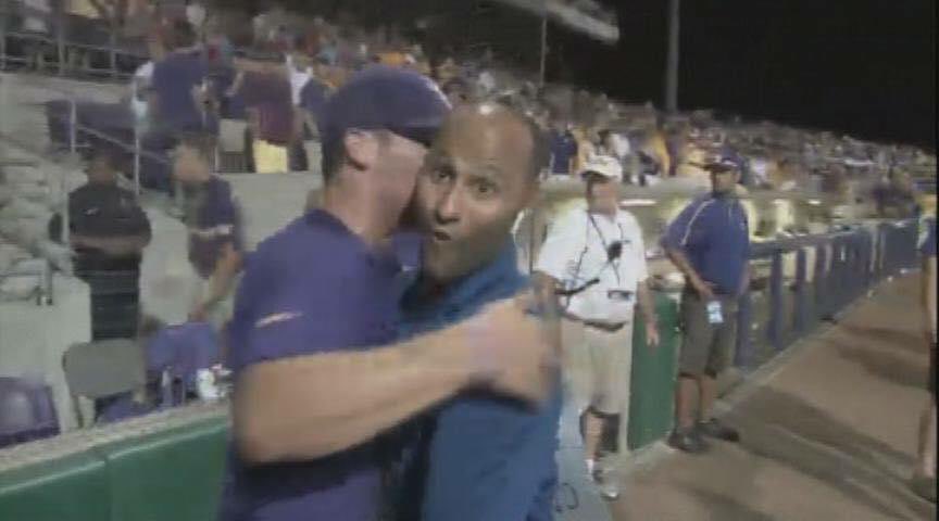 ShariefWDSU's tweet photo. Can’t believe it’s been exactly 11 years since Alex Bregman (@ABREG_1 )helped create this awesome moment after LSU beat Oklahoma to advance to the CWS. I remember when I told Paul Mainieri about it and how unhappy he was with me 😂😂😂 #GoingToBleepingOmaha https://t.co/e8AseH2mmo