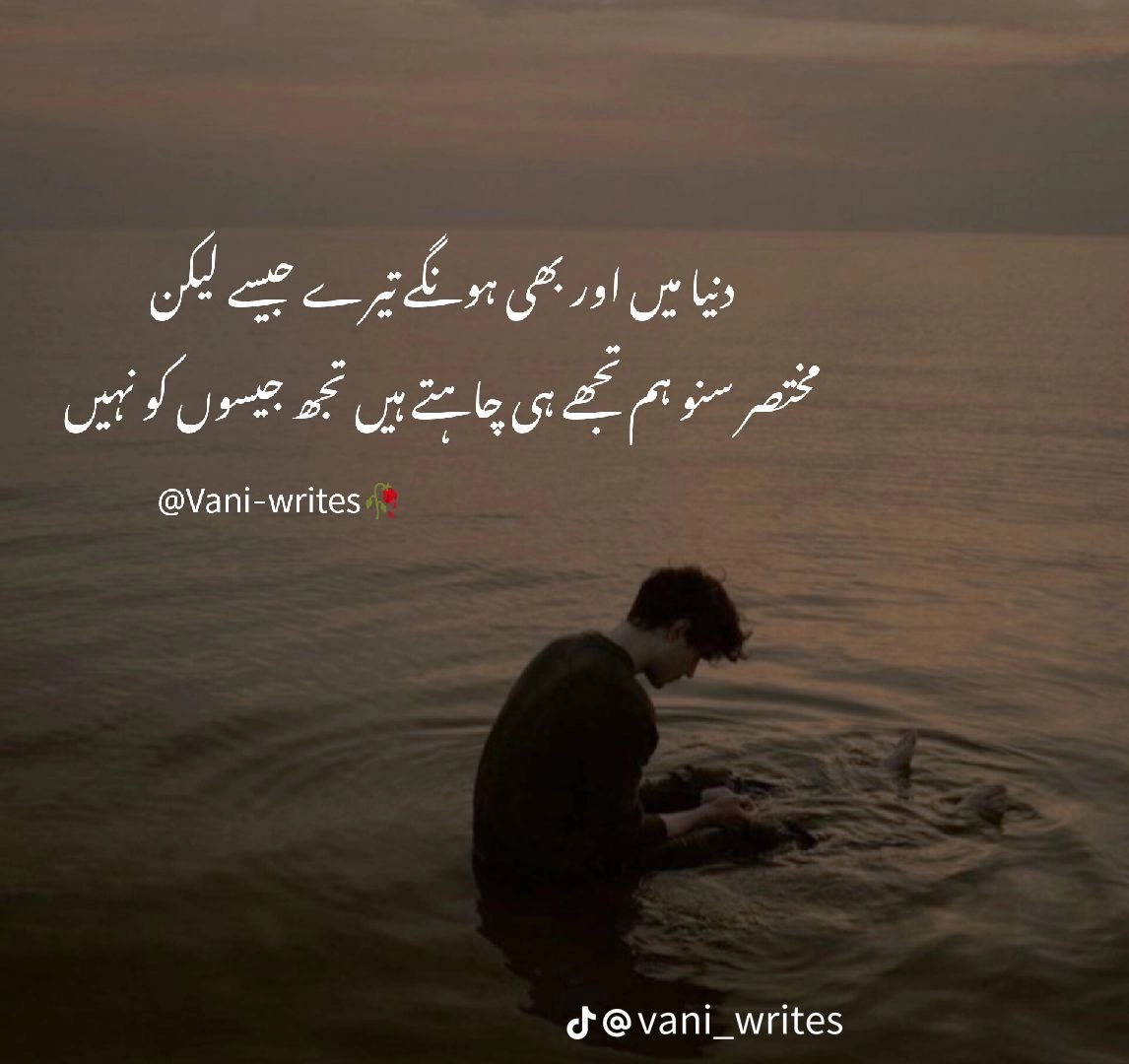 دنیا میں اور بھی ہونگے تیرے جیسے لیکن
 مختصر سنو ہم مجھے ہی چاہتے ہیں تجھ جیسوں کو نہیں