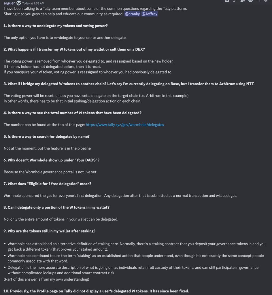 W 质押治理的常见问题整理，几个重点： 1）W 质押不会影响代币所有权，质押后W 仍然会保留在用户钱包里，这是因为W 质押治理并不是传统意义上的“质押 ”，为了便于理解，把它理解成投票权委托即可。
