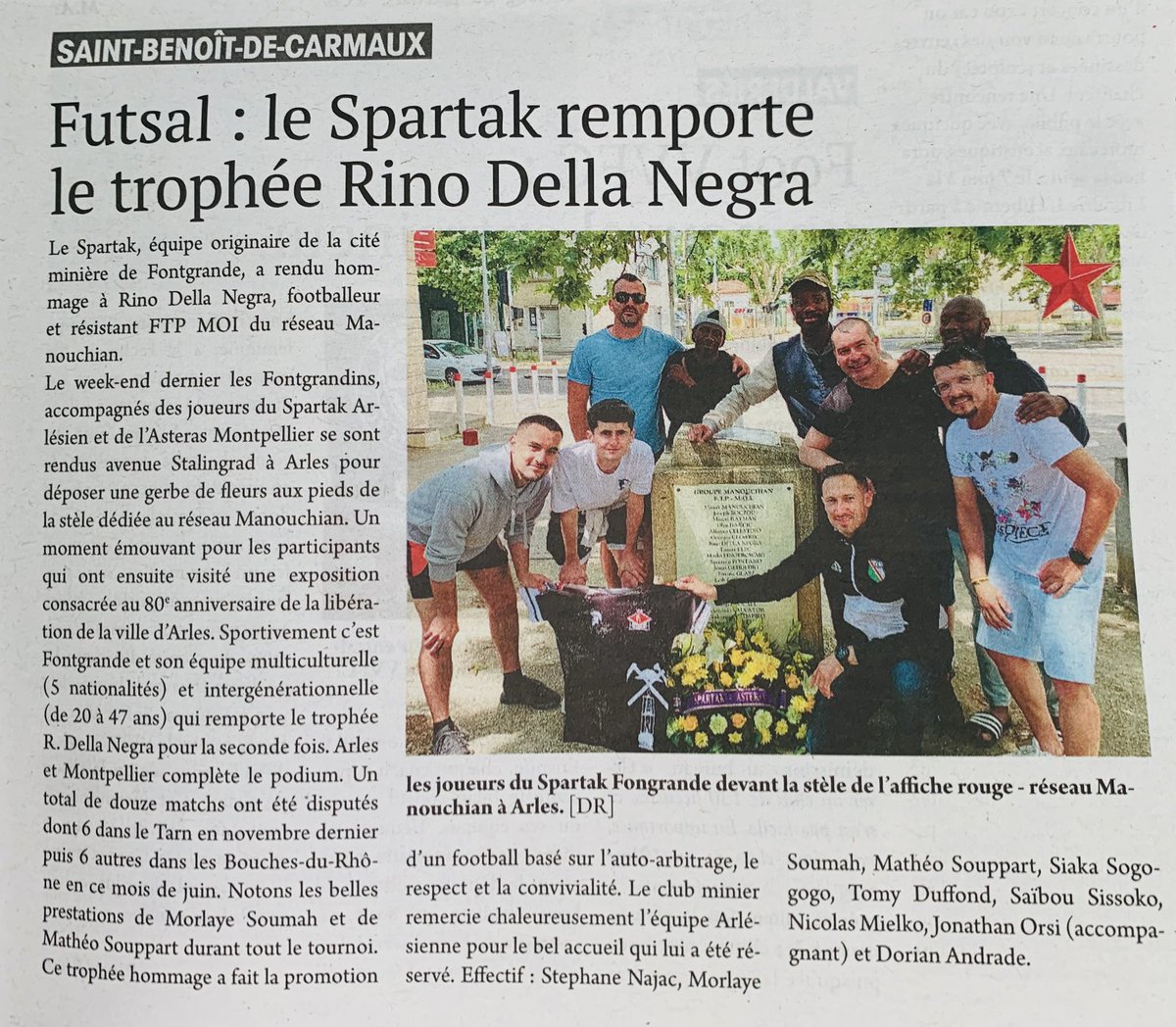 Encore un bel article consacré à notre trophée 🏆 Rino Della Negra remporté à Arles. Tarn Libre 08/06/20024
#sportpopulaire ⚒️