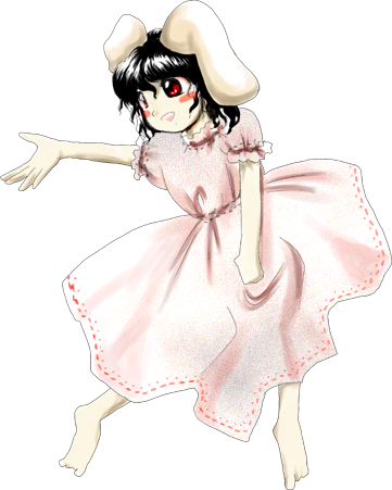 dailytouhous's tweet image. The Touhou of the day is: Tewi Inaba!