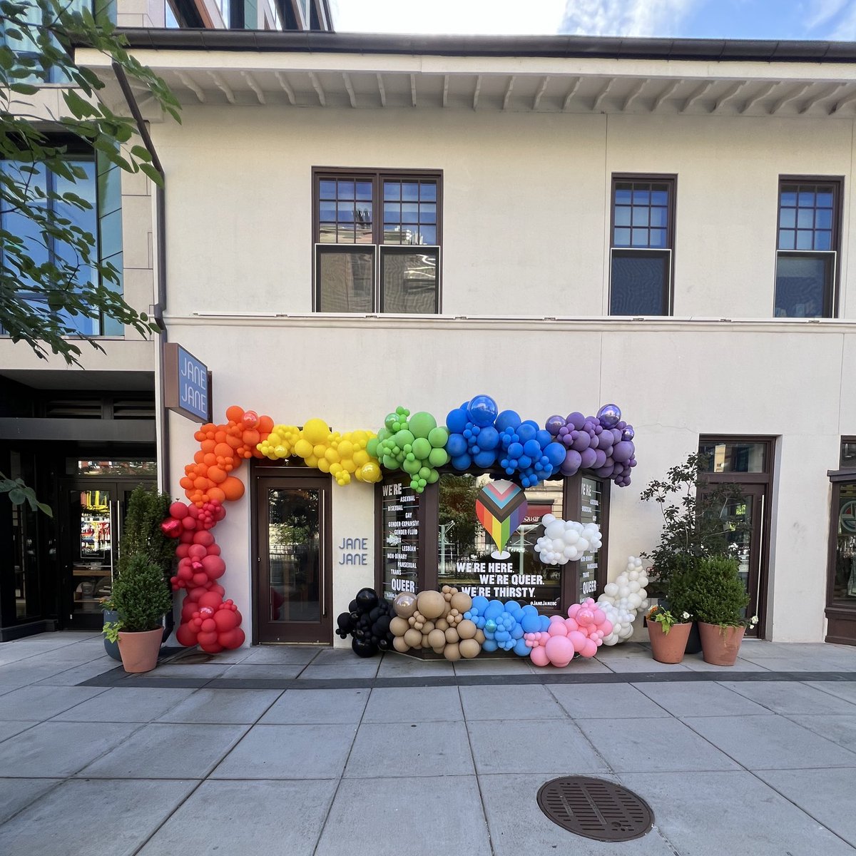 janejanedc's tweet photo. We’re here. We’re queer. We’re thirsty. And we’re excited for today’s Pride parade! #janejane #dcpride @CapitalPrideDC @LoganCircleMS https://t.co/ewU7drxKW0