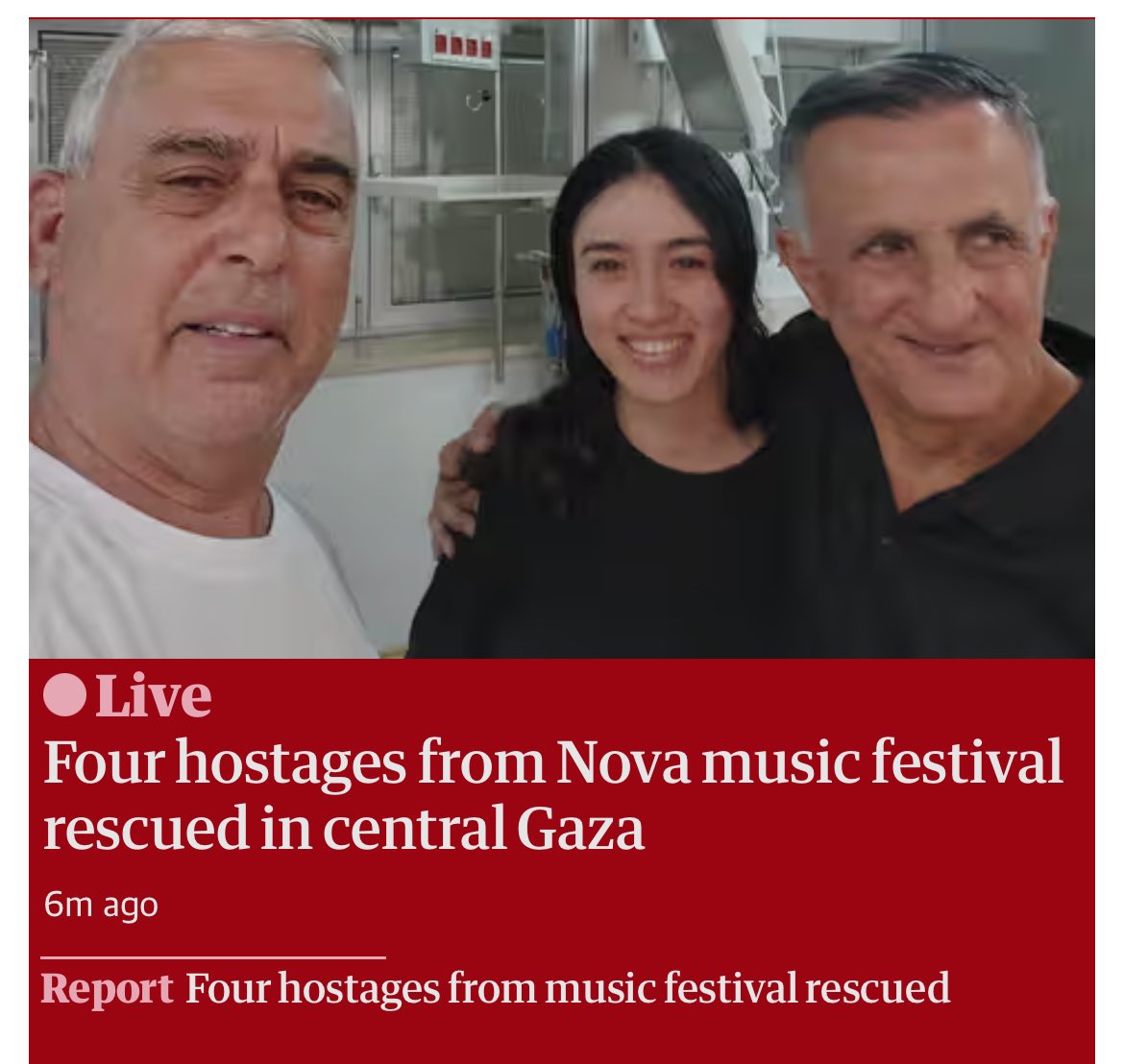 danpjsheehan's tweet photo. Over 200 Palestinians killed. Over 400 wounded. 

Every major western news outlet leading with the 4 rescued Israeli hostages. 

Some homepages not even mentioning the Palestinian dead. https://t.co/a7r60dYgRC
