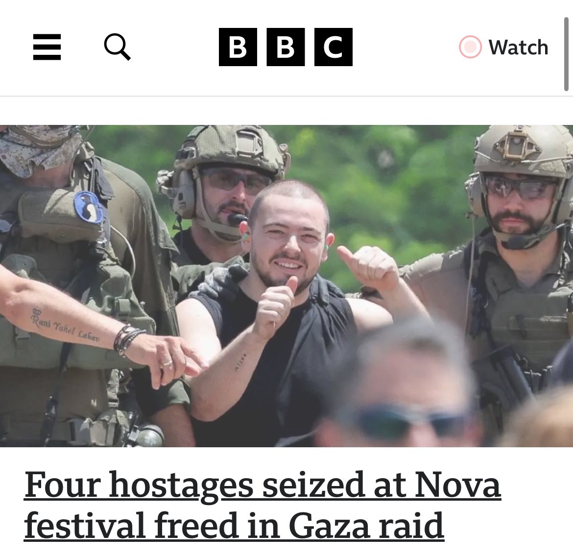danpjsheehan's tweet photo. Over 200 Palestinians killed. Over 400 wounded. 

Every major western news outlet leading with the 4 rescued Israeli hostages. 

Some homepages not even mentioning the Palestinian dead. https://t.co/a7r60dYgRC
