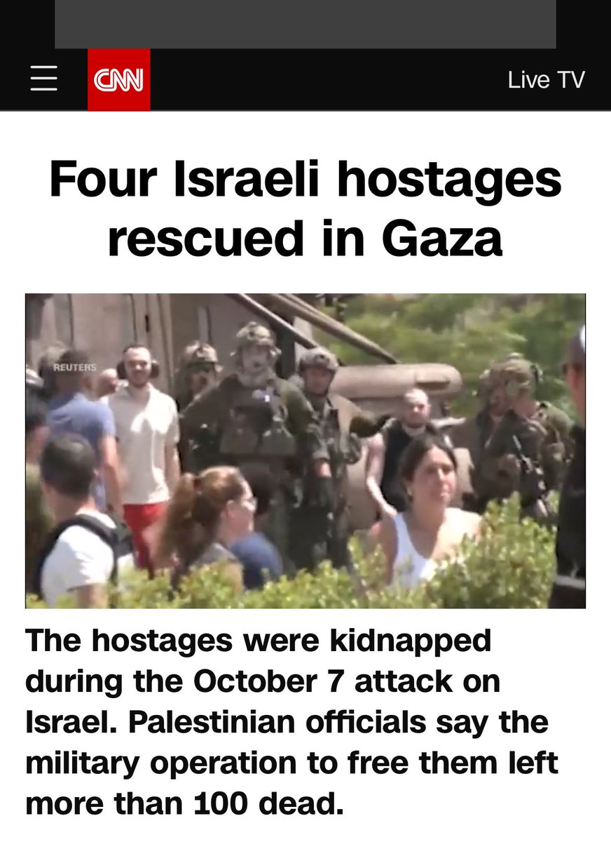 danpjsheehan's tweet photo. Over 200 Palestinians killed. Over 400 wounded. 

Every major western news outlet leading with the 4 rescued Israeli hostages. 

Some homepages not even mentioning the Palestinian dead. https://t.co/a7r60dYgRC