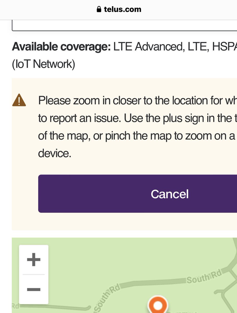 RobeyEdith's tweet photo. @TELUSsupport I did select “report an issue” and my address. It displays on the map along with this error message that suggests I haven’t entered my location. So NOT WORKING. https://t.co/z6k5tjRjyu