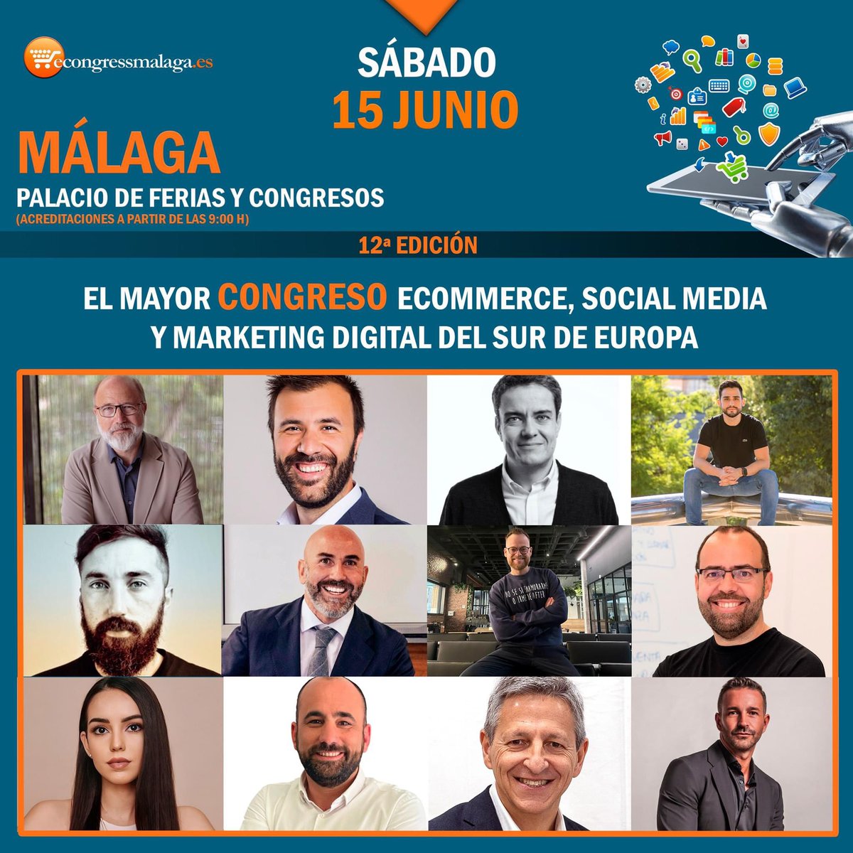 eCongressMalaga's tweet photo. Si quieres estar con los mejores profesionales del #ecommerce #socialmedia #marketingdigital ven a MÁLAGA ⏬

APÚNTATE a la 12 edición #ECONGRESS24
🗓 SÁBADO 15 JUNIO
🔸Conferencias con expertos 🔝
🔸Talleres GRATUITOS
🔸Stands
🔸#Networking
🚀 ENTRADAS en https://t.co/e6gEHynmcu https://t.co/Nz28KjBHLF
