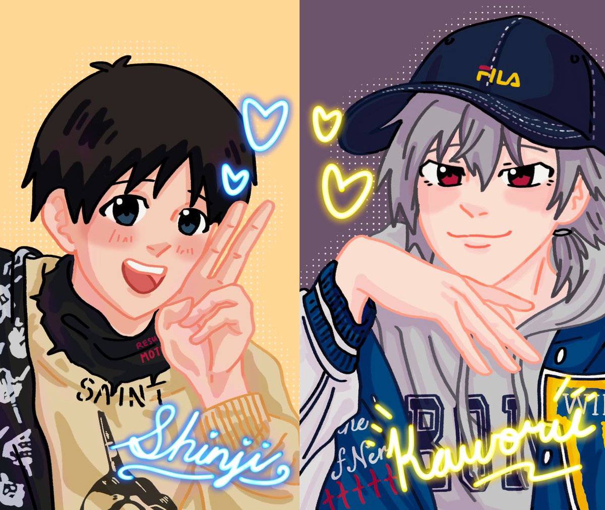 Drawing some photo cards to print ~ I was just thinking about kpop photo card poses the whole time 🤣

#カヲシン