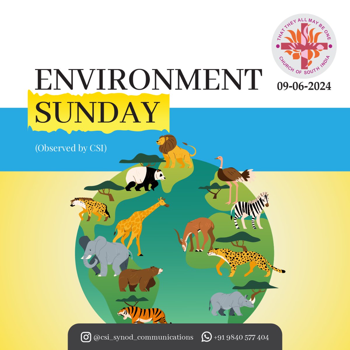 csisynod's tweet photo. #CSI #EnvironmentSunday
June 9, 2024, the Church of South India celebrates Environment Sunday with the inspiring theme: "Creation Proclaims the Glory of God." https://t.co/qfqhquSoes