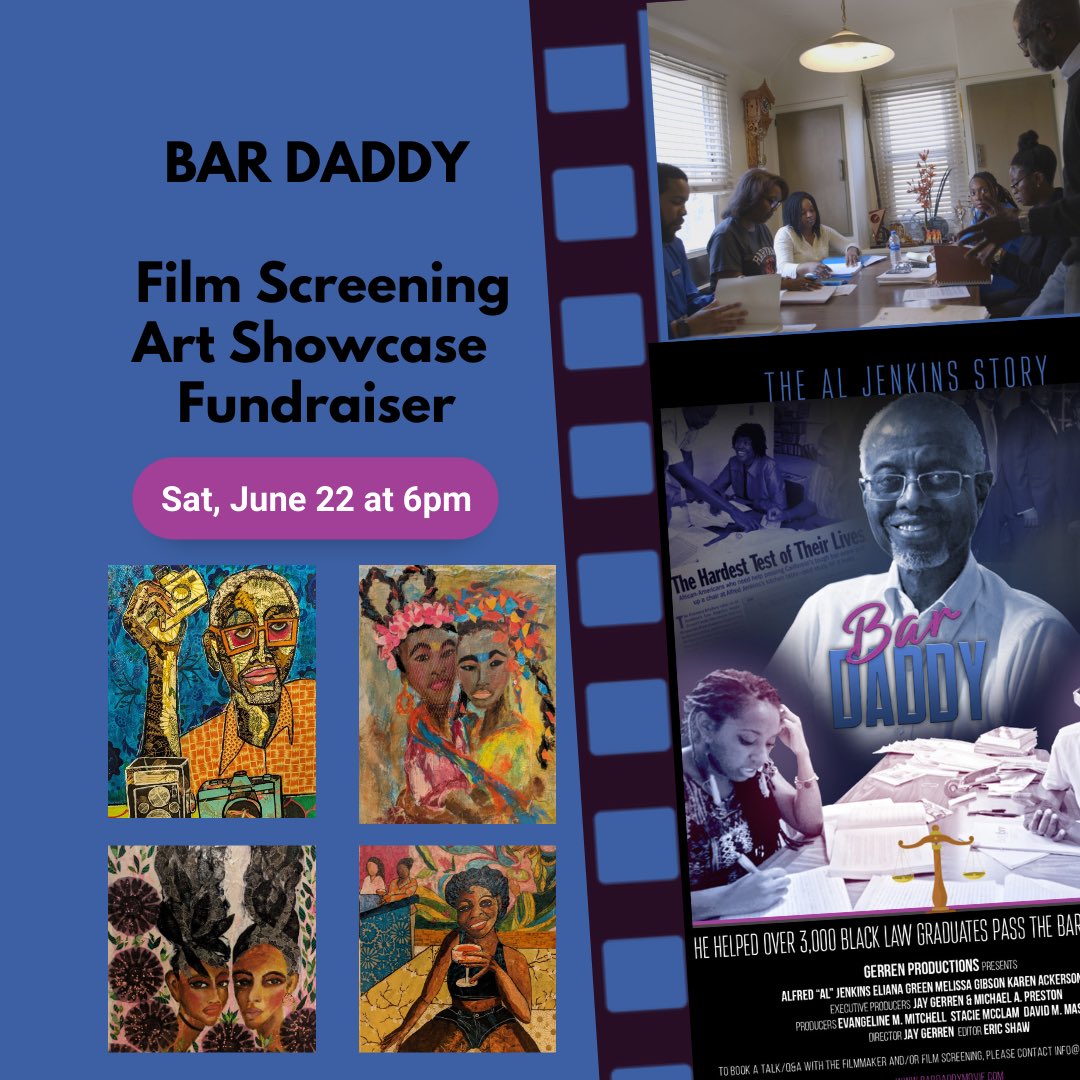 bardaddymovie's tweet photo. Creative Visions: A Celebration of Film &amp; Art
📍Sat, June 22 at 6pm in Redwood City, CA. 
🎟️2 for 1 tix here https://t.co/ZLuBURfQfJ
🎞️BAR DADDY screening @bardaddymovie 
🖼️Portrait of Attorney Al Jenkins by artist and attorney Rebecca Archer. 
✅Hosted by @BraveMakerOrg https://t.co/ekyuiUnyUd