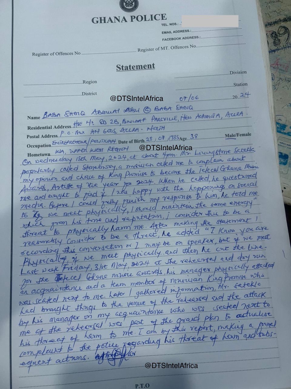 Example Of A Police Statement Writing