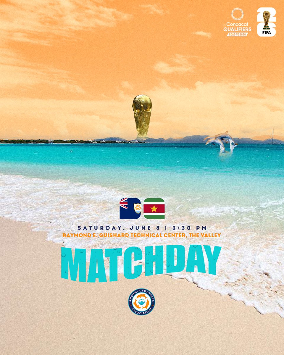 Anguilla 🇦🇮 make history today by playing in their first ever second round match in World Cup Qualification.

Exciting times! Here's a matchday poster for the occasion created by <a href="/twelfthyank/">Joe Gould</a>! #WeAre26