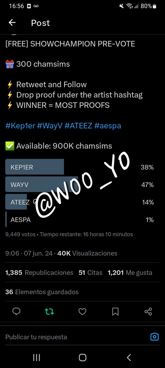 W00_YO's tweet photo. @kvotes4u #ATEEZ https://t.co/NZ7ijbj1Av