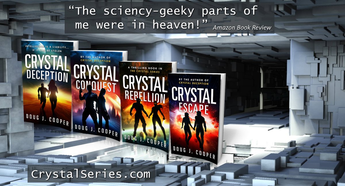 “Good characters and a fantastic world!”
The Crystal Series – classic sci-fi thrills
Start with first book CRYSTAL DECEPTION
Series info: CrystalSeries.com
Buy link: amazon.com/default/e/B00F… 
#kindleunlimited #scifi
