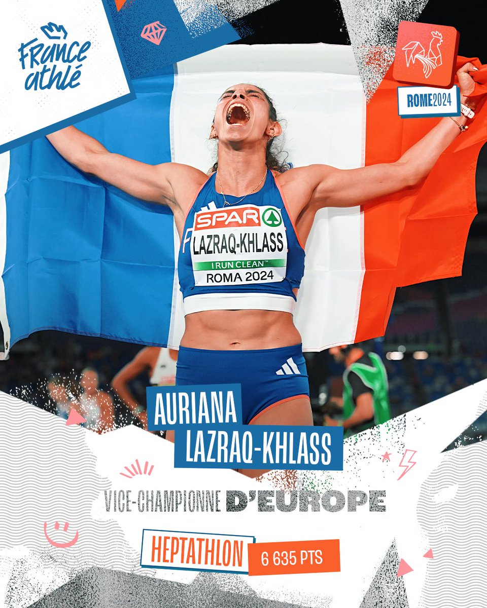 FFAthlétisme (@ffathletisme) on Twitter photo 🤩 Elle est M A G I Q U E !
🥈 Auriana Lazraq-Khlass devient vice-championne d’Europe de l’heptathlon (6 635 pts) !
7 épreuves, 6 records personnels et les minima olympiques en poche, merci Auriana pour ces émotions !
💻 La compétition est à suivre en DIRECT sur <a href="/francetvsport/">francetvsport</a> 🤩 Elle est M A G I Q U E !
🥈 Auriana Lazraq-Khlass devient vice-championne d’Europe de l’heptathlon (6 635 pts) !
7 épreuves, 6 records personnels et les minima olympiques en poche, merci Auriana pour ces émotions !
💻 La compétition est à suivre en DIRECT sur <a href="/francetvsport/">francetvsport</a>