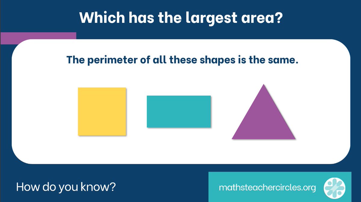 The perimeter of each shape is 18 units.

Can you work out which has the largest area?

Then- 
* What else do you wonder? 
* Where might you go next?

If you want more tasks to get your students thinking &amp; reasoning about maths, get my 10 favourites here: loom.ly/_m4_a8w