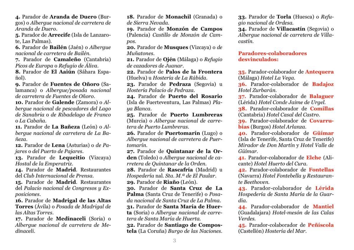 paradorestk's tweet photo. Desde 1928 a hoy han cerrado o abandonado la Red nada menos que 45 @paradores, entre nacionales y franquiciados. En este cuadro-resumen puedes ver en qué se han convertido uno por uno en la actualidad. Y comprobar dónde estaban exactamente. https://t.co/g5dtbnenCc