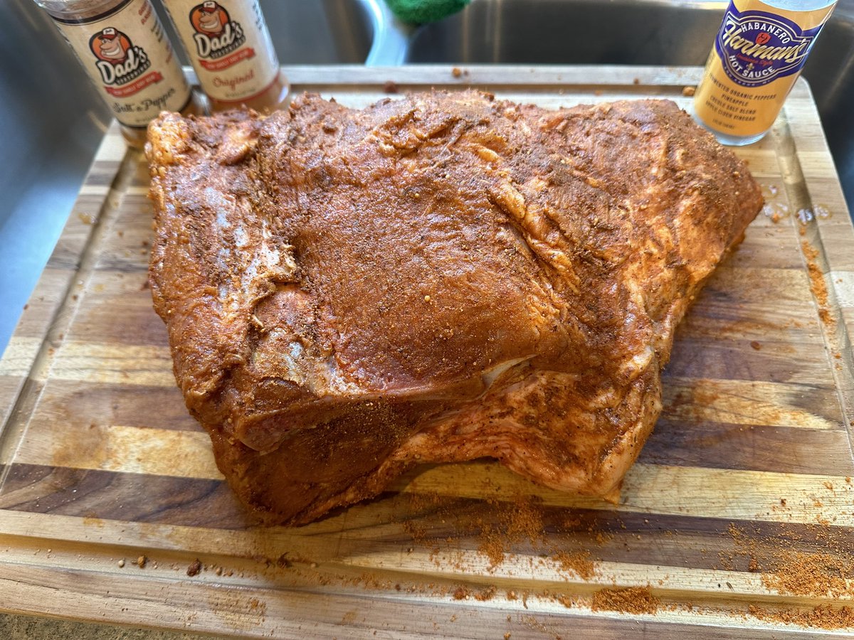 HabaneroHarman's tweet photo. Back in the saddle grinding and multitasking! June berry harvest, mapping out the transplants, training the black berries, and smoking a pork booty! Lather of our pineapple habanero coated with @DadsSeasonings original and SPG 😍 #PepperHeads #bbq https://t.co/lzcR2r7DWV