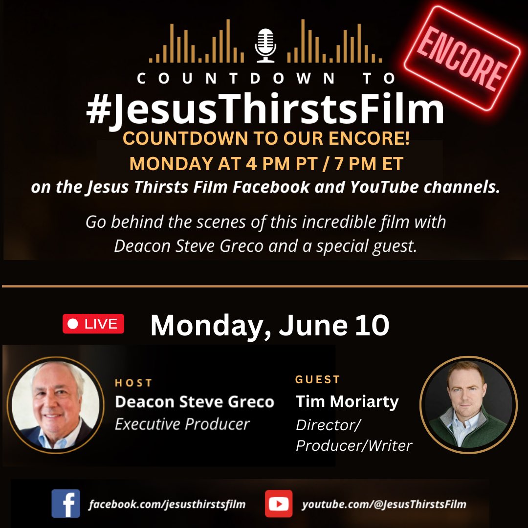 walkenstein's tweet photo. Monday!!!! #JesusThirstsFilm #movies #encore #FBLIVE https://t.co/KWVI0IBmQA