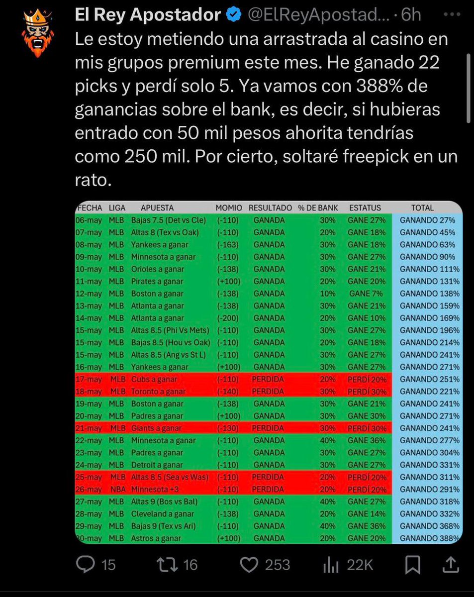 TipstersBetFree's tweet image. VOY A REGALAR EL GRUPO PREMIUM DEL REY APOSTADOR UNA SEMANA🤯

Voy a regalar todas las jugadas premium a las personas que dejen su me gusta ❤️ y compartir ♻️en esta publicación 

Si ya dejaste tus interacciones manda solicitud en este canal y automáticamente serás aceptado 👇…