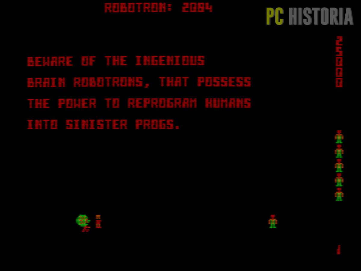 PC__Historia's tweet photo. #Robotron 2084 (#Atarisoft, 1983). Un gran port para #IBM #PC en #CGA, del icónico y frenético #arcade desarrollado el año anterior por Viz Kidz y lanzado por #Williams. De las conversiones más fieles de Atarisoft para nuestro PC. Pura violencia electrónica pixelada! 🤖 https://t.co/fep7fXyBTm