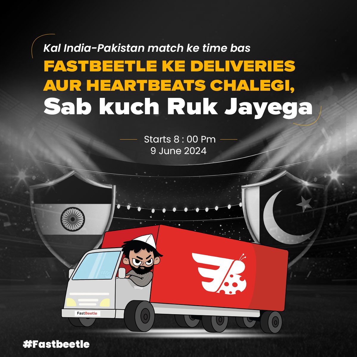 fastbeetle_'s tweet photo. Tomorrow, during the India-Pakistan match, only Fastbeetle’s deliveries and heartbeats will be running – everything else will come to a halt. #Fastbeetle #IndvsPak #Kashmir #worldcup https://t.co/onDPu2XOBP