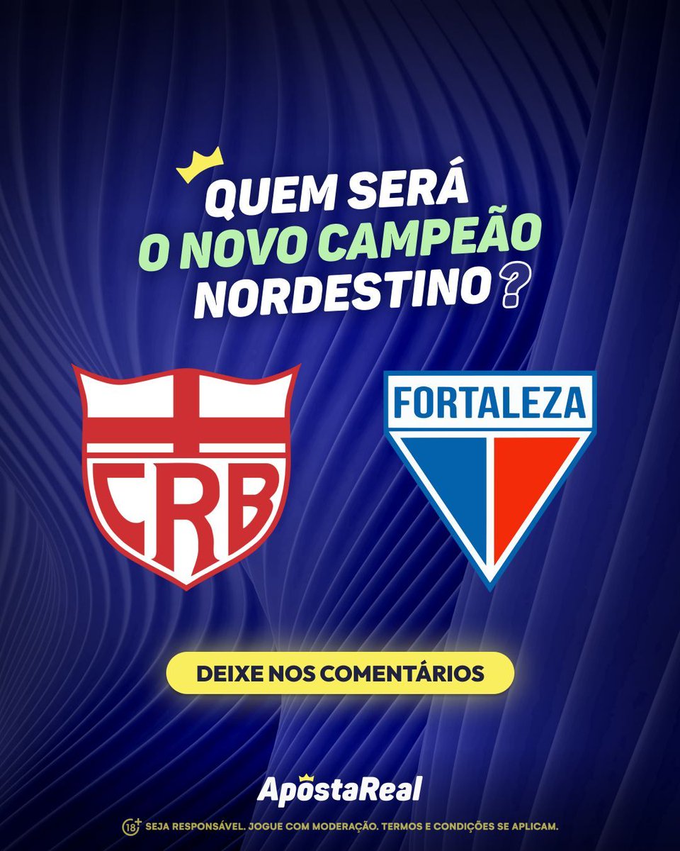 ApostaRealBR's tweet photo. 🔥 Será que o Fortaleza vai brilhar novamente ou o CRB vai surpreender? 🔥
Comente seu palpite e marque seus amigos para juntos torcermos nessa final eletrizante! Não perca essa disputa épica!
#CopaDoNordeste #Fortaleza #CRB #Final #FutebolNordestino #ApostaReal https://t.co/ozW3nJyOVm