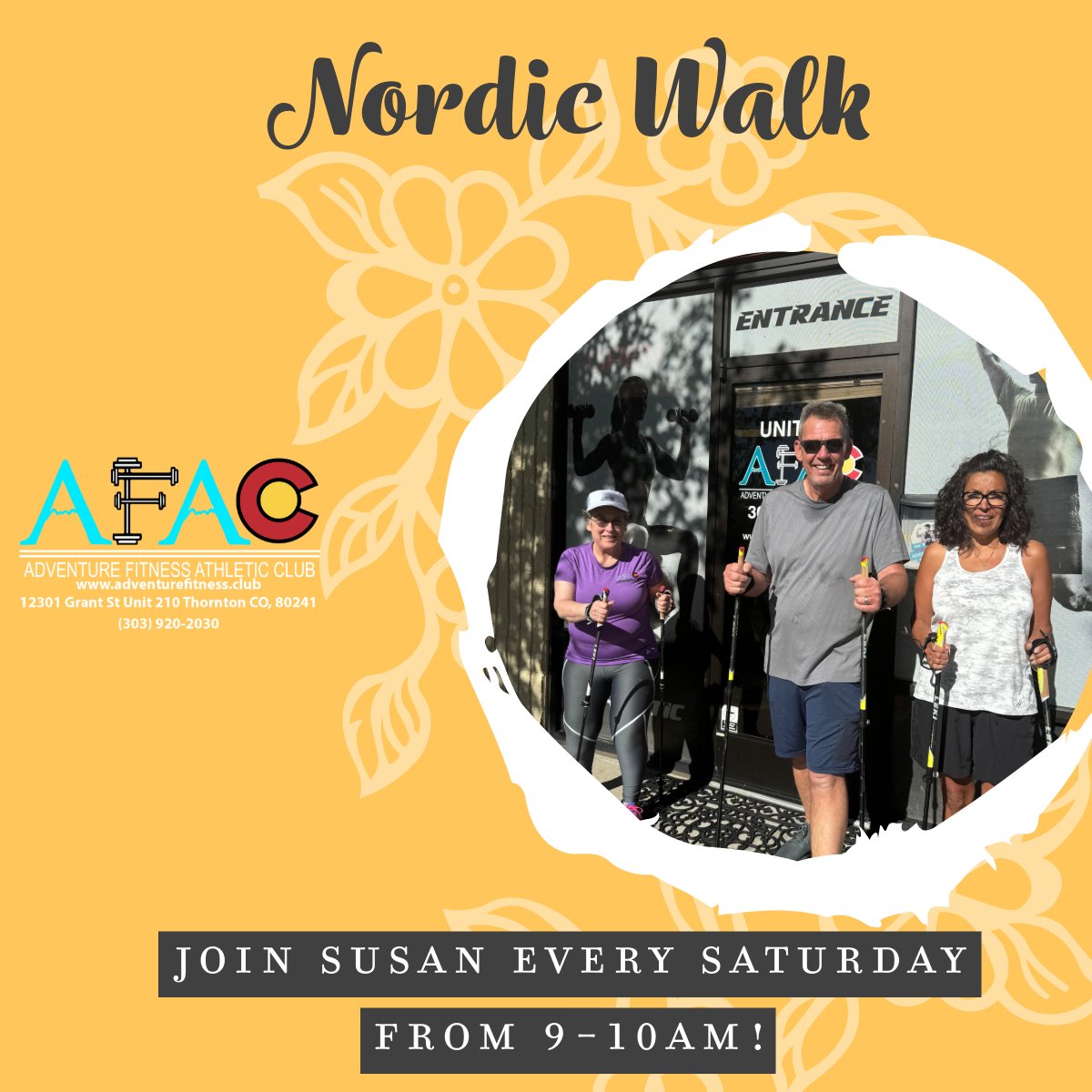 AdventureFT's tweet photo. Spring is here and so is the perfect time for Nordic walking with Susan! ๐ผ๐ถโโ๏ธ Join us every Saturday at Adventure Fitness Athletic Club for a refreshing outdoor workout. Letโs embrace the sunshine together! Sign up on MindBody!
#NordicWalking #SpringFitness #AdventureFitness https://t.co/qK3ahVykU3