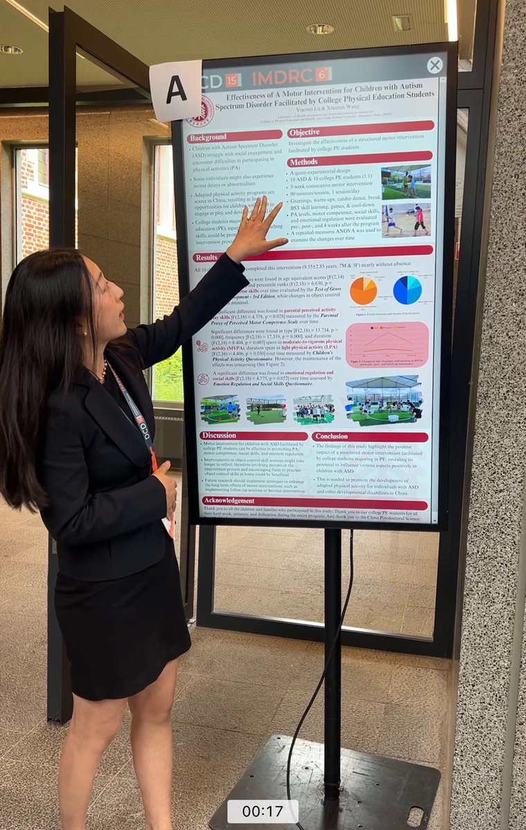 yuemei_lu's tweet photo. Had an incredible week at @IMDRC_MotorDev @DCD15_IMDRC6 with amazing researchers, outstanding colleagues, and new friends in the beautiful city of Ghent, Belgium!

Proud to share the ASD motor intervention study conducted in summer 2023 at East China Normal University🧩 https://t.co/NiMZz9BORb
