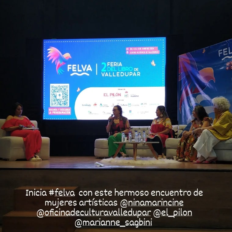 marinesfilmsas's tweet photo. Encuentro de mujeres artistas en #FELVA Intervención de
Nina Marin, cineasta del #cinecolombiano @OfiCulturaVpr @El_Pilon @mincultura @AcademiaColCine @CCVALLEDUPAR https://t.co/zT0xftdsez