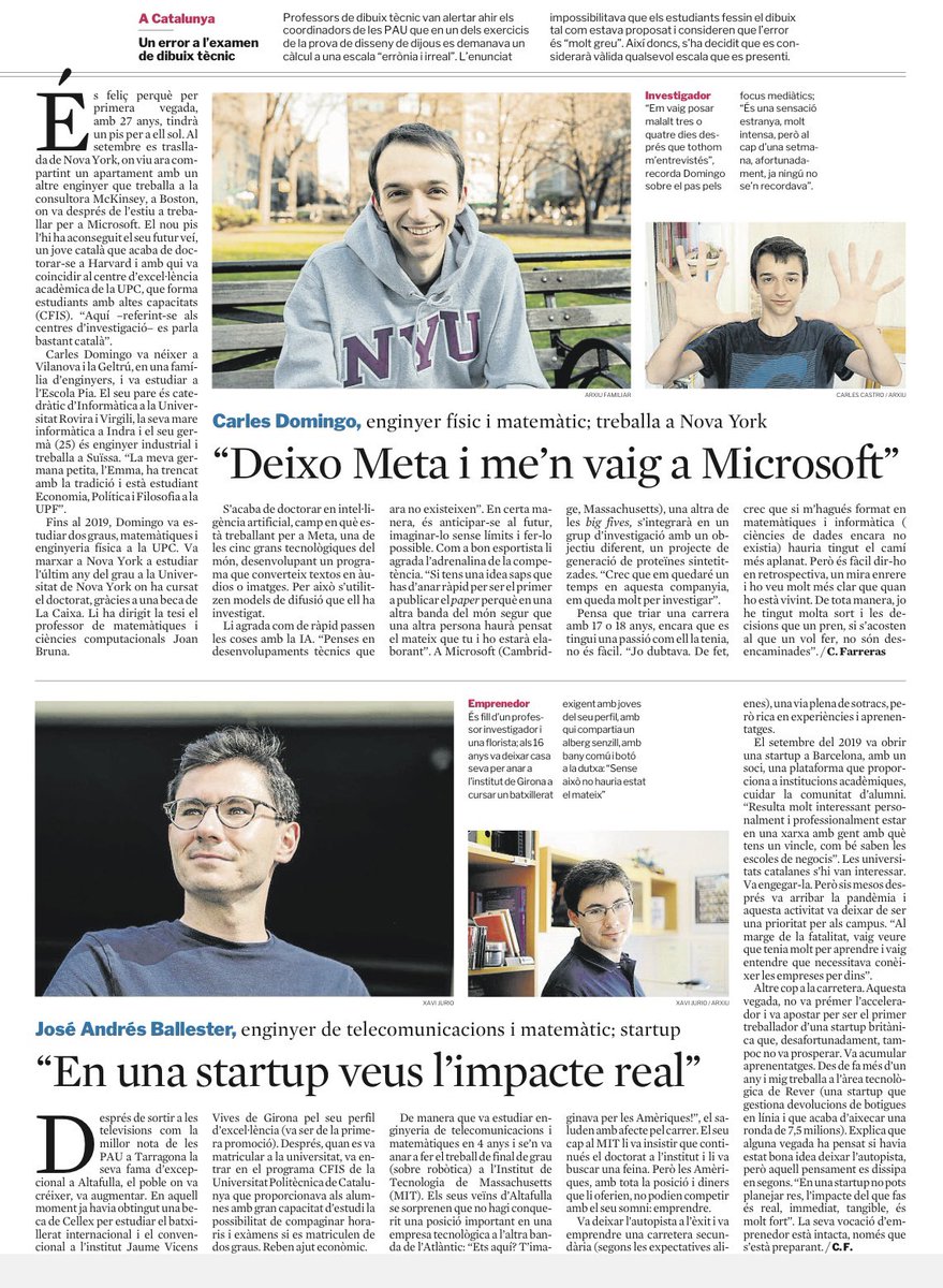 On són els estudiants brillants de les PAU de fa deu anys. Report. <a href="/cfdeh/">Carina Farreras</a> LV <a href="/recercauniscat/">Recerca i Universitats</a> <a href="/ACUPcatalunya/">Associació Catalana d'Universitats Públiques</a> <a href="/quimnadal/">Joaquim Nadal</a> <a href="/CienciaGob/">Ministerio de Ciencia, Innovación y Universidades</a> <a href="/DianaMorantR/">Diana Morant</a> <a href="/eponsf/">Ernest Pons</a> <a href="/enriccanela/">Enric I. Canela</a> <a href="/ganyet/">Josep M. Ganyet</a> <a href="/ArcadiNavarro/">Arcadi Navarro 🎗</a> <a href="/coralregi/">Coral Regí Rodríguez</a> <a href="/PepeMe/">Pepe Menéndez</a> @planajordi <a href="/Merce_G/">Mercè Gisbert</a> <a href="/louguardia/">Lourdes Guàrdia</a> <a href="/MasllorensEnric/">Enric Masllorens</a>