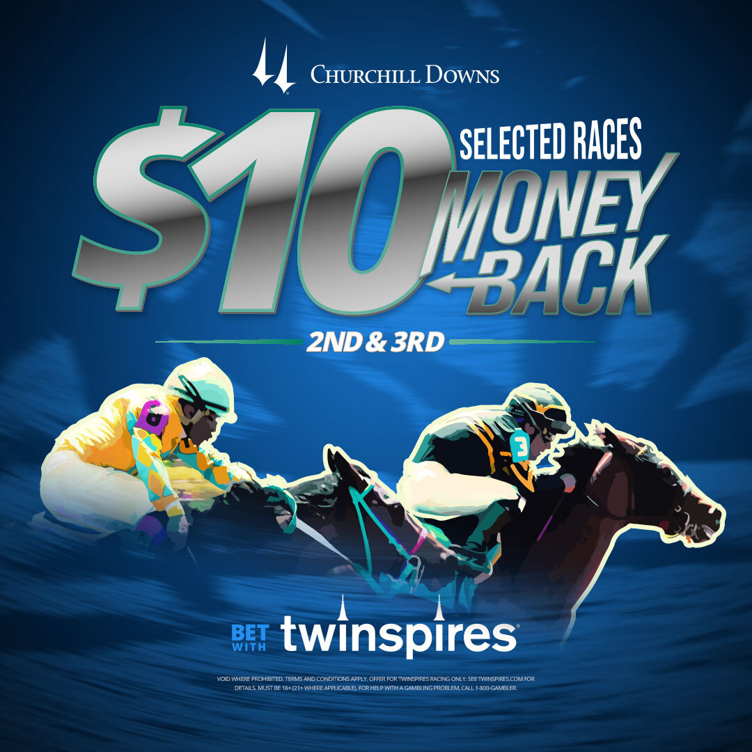 Play races 5, 8 and 10 today at Churchill Downs, and you'll receive up to $10 back on your first single horse Win bet if your horse runs 2nd or 3rd! 🔙🏇 

Opt in ⤵️ 
spr.ly/60105PHLO