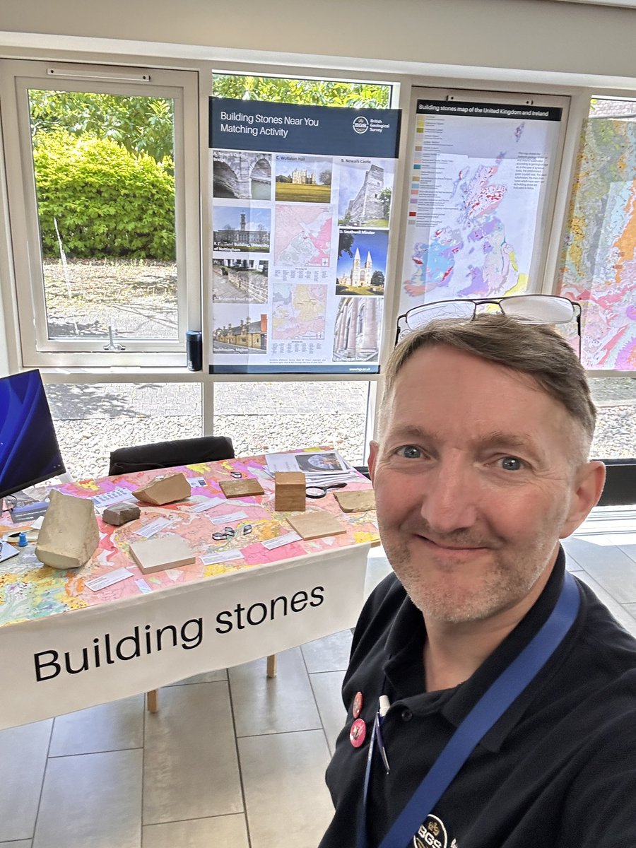 CliveBGS's tweet photo. Fantastic day at the @BritGeoSurvey #BGSOpenDay talking about building stones, plenty of ‘Wow!’ from newly trained hand lens users and lots of happy people. I signed quite a few copies of The Pebble Spotter’s Guide and the sun came out towards the end too! https://t.co/6Ac0olnfCe