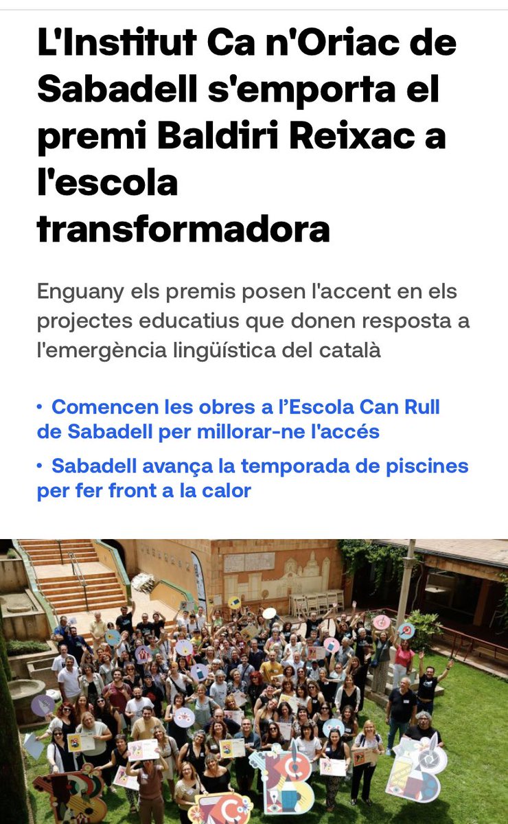 inscanoriac's tweet photo. Els centres educatius han de ser centres de creació i difusió cultural, referents al barri, a la ciutat i al poble. La comunitat educativa els ha de reivindicar com a espais reals de democràcia cultural i artística.
Premi #EscolaTransformadora #ElsBaldiri2024 @FundacioCarulla https://t.co/mYv1uSoZxL