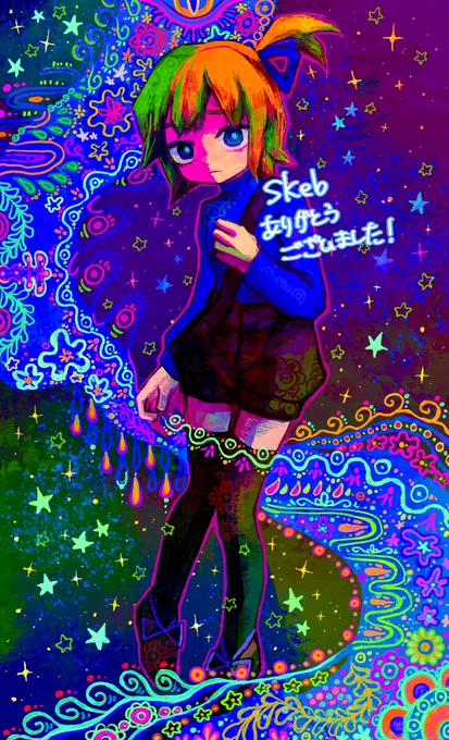 Skeb納品しました!腐敗させる能力を持った子とのことだったので、腐敗は生命が必ず体験する儚く美しいことと考えて絵に落とし込みました素敵なOCちゃん描けて楽しかったですありがとうございました!! #Skeb #Commission より 