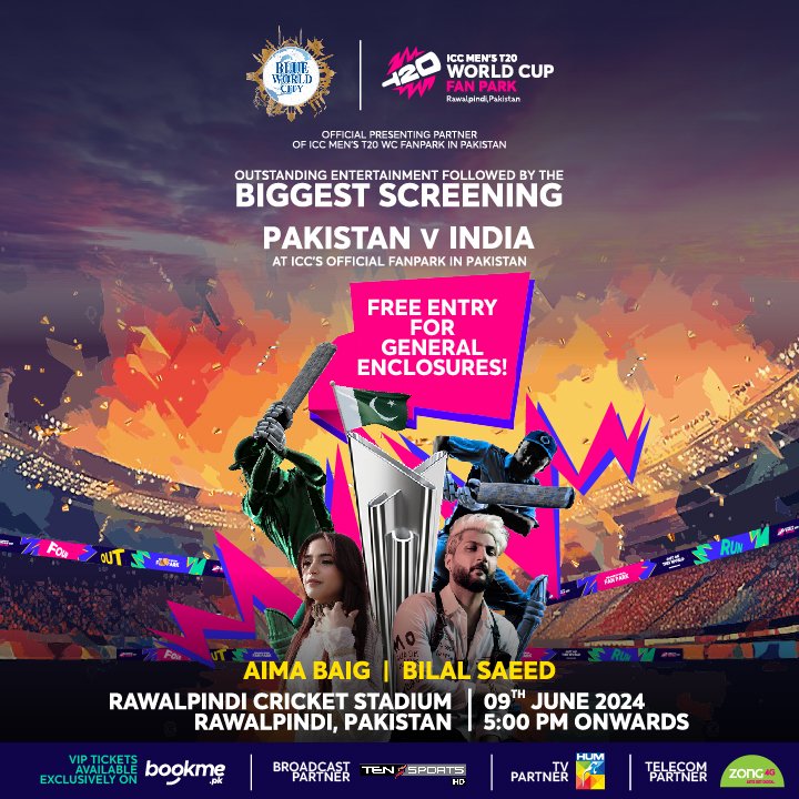 🚨🏏Are you ready for the BIG GAME tomorrow?! Pakistan vs India live in Rawalpindi !🏏🚨

FREE ENTRY FOR GENERAL ENCLOSURES!

Get your VIP Stand tickets at t20worldcup.bookme.pk 🎫

In the lead-up to the ICC Champions Trophy 2025 in Pakistan, the ICC is bringing its Official