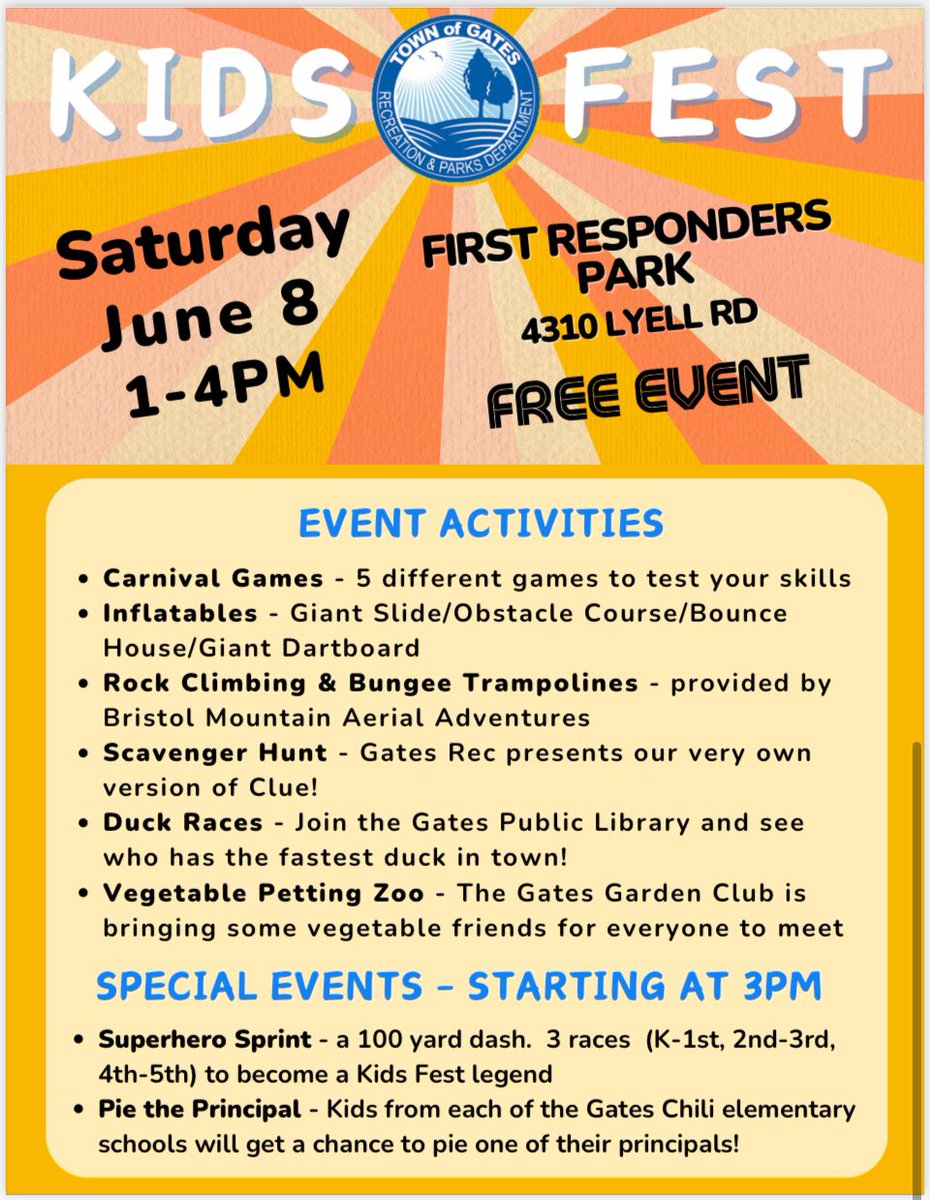 Today is the day! We hope to see you for this fun and FREE event. Mrs. Scott will be there and kids can have a chance to Pie the Principals from GC Elementary Schools at 3 p.m. ⭐️ #GCpride #ArmstrongStars