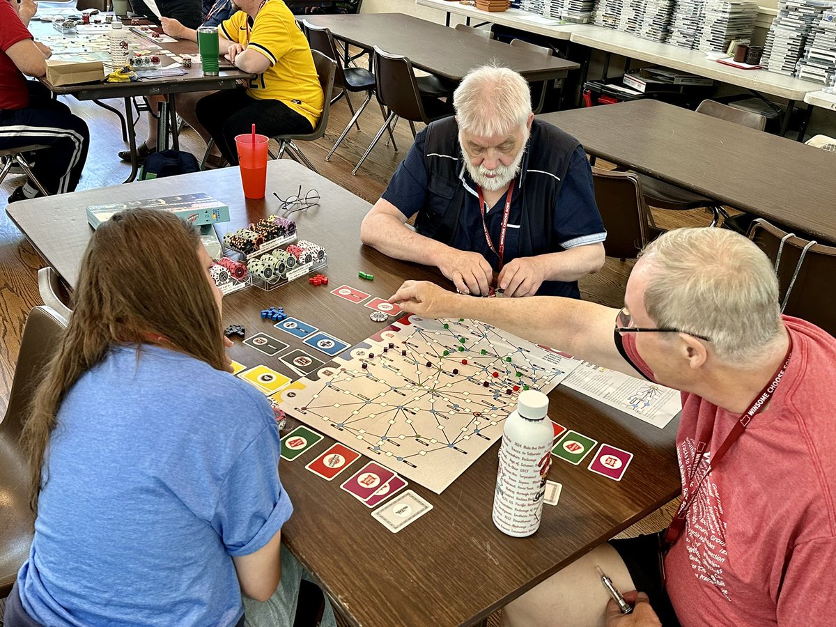 WinsomeCon's tweet photo. Day 2 of Winsome Choose Some 2024 is off and running!
Games hitting the table so far today:
-1836
-Australian Railways
-Chicago &amp; NorthWestern (x2)
-Erie Railroad
-Gulf, Mobile &amp; Ohio (x3)
-Rising Sun Railroads
-Union vs. Central (full campaign!)
-West Riding Revisited https://t.co/jOgxGfiRMg
