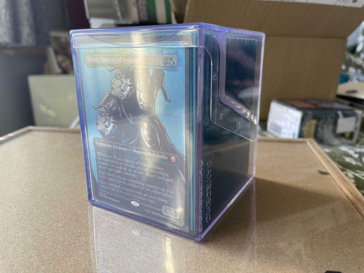 someothersam's tweet photo. Be me, waiting (not so) patiently for a @Gamegenic_ Sidekick PRO…but what to do with your shiny new MH3 Collector’s Precon?

Put it in a Bastion 100+ XL of course!

Tricky Terrain, foiled, double sleeved in @DragonShield_ , tokens and all. Snug but perfect! #gamegenic #bastion https://t.co/QyK8rGxNac