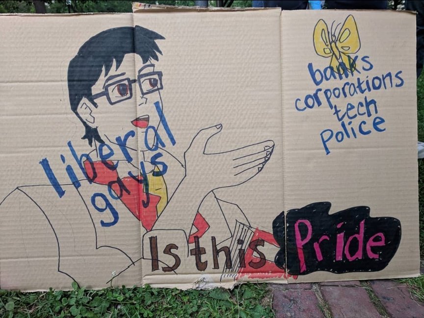 Bringing back a sign I saw at Boston's Dyke march a few years ago. 

No cops and corps at pride!