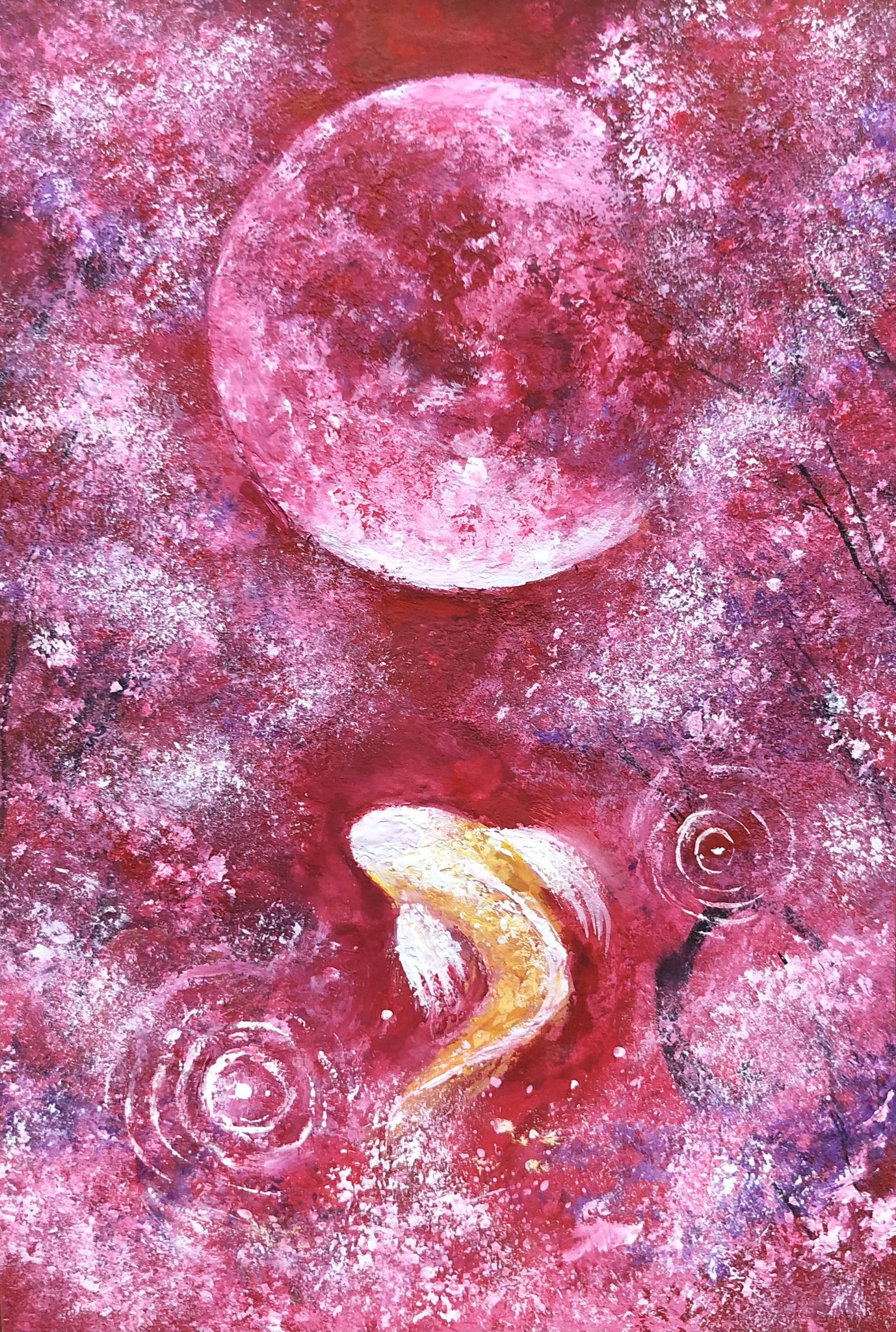 手描きイラスト オリジナル 「枝垂桜のカーテン」 原画 創作
