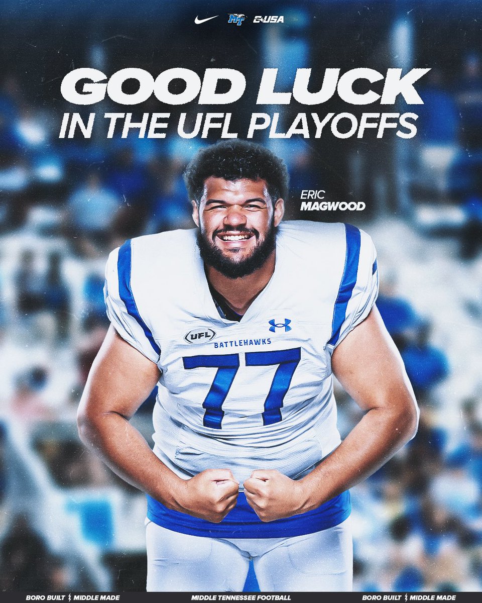 Good luck to <a href="/Magwooody/">MAGS</a> and the <a href="/XFLBattlehawks/">St. Louis Battlehawks</a> 💪

#BoroBuiltMiddleMade | #ProBlueRaiders