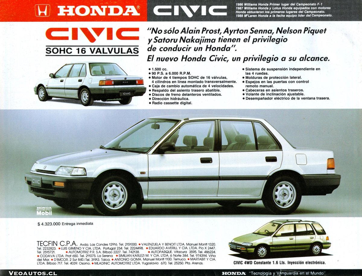 VeoAutos's tweet photo. Honda Civic Chile 1988, año en que se comercializan en el país un total de 83 unidades 0 km. Precio base época $4.323.000
+ info https://t.co/rzREPyTCHt
#hondacivic #civicshuttle #civic88 @Honda @addict_car @thecarfactoids @RiveraNotario @HondaAutosChile https://t.co/CJIfYEqdcG