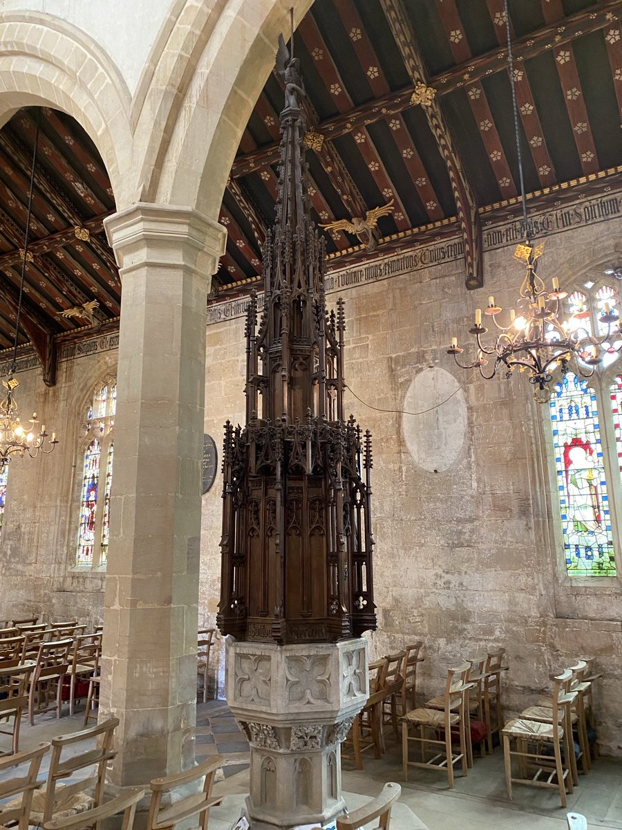 Megthelibraria1's tweet photo. I can’t wait till Friday to share this. It’s the font cover at St Helen’s #BrantBroughton. We were lucky enough to meet the key holder who opened the font cover to show us this!! #fonts #churches https://t.co/apl3mAsbEd