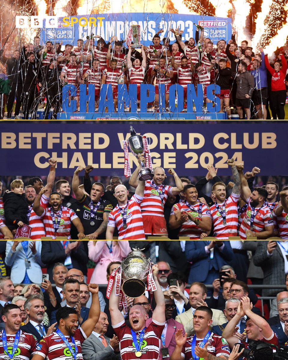 🏆 League Leaders' Shield
🏆 Super League
🏆 World Club Challenge 
🏆 Challenge Cup

Matt Peet's Wigan Warriors now hold all four major honours available to British teams 🔥

#BBCRL